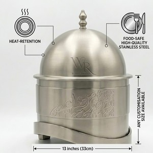 Ramadan 2027 Luxury Food-Grade 304 Stainless Steel Chafing Dish Set Arabic Calligraphy <b>Buffet</b> <b>Server</b> Heat Retention Wholesale - Product Image 5