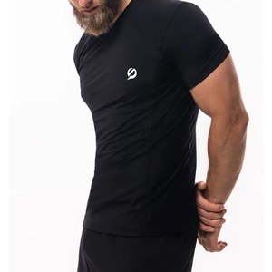 T-shirts de sport pour hommes de haute qualité, logo personnalisé, taille et couleur au choix, vêtements de fitness respirants, anti-transpiration, coupe ajustée. - Product Image 4