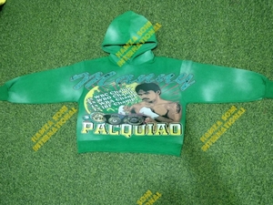 Sudadera con Capucha Verde para Hombre Manny Pacquiao, Estampado Serigrafiado, Cuello Redondo, Algodón, Corte Regular Informal, Diseño de Boxeo - Product Image 3