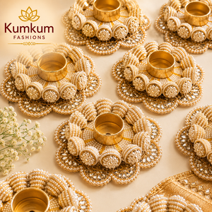เชิงเทียนไข่มุกทำมือจากอินเดีย ขายดี ตกแต่งบ้านสำหรับงานดิวาลี งานแต่งงาน งานเทศกาล ของตกแต่งโต๊ะ ของชำร่วย - Product Image 1