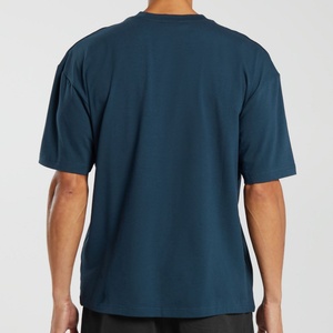 เสื้อยืดคอตตอนคุณภาพสูงทรงโอเวอร์ไซส์ ไหล่ตก สั่งทำได้ คอกลม 100% เนื้อผ้าหนา ทรงหลวม สไตล์สตรีทแวร์ โลโก้ด้านหน้า แบบเรียบ - Product Image 5