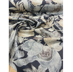 Tissu d'ameublement Babar Charcoal imprimé éléphant, vendu au mètre, motif animal élégant pour meubles et décoration intérieure - Product Image 4
