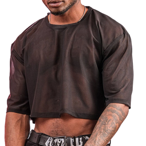 Camiseta Corta de Malla Transparente para Hombre, Estilo Clubwear, Camiseta de Manga Corta Transparente, Camiseta de Malla Transparente Y2k - Product Image 1