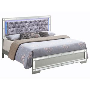 Letto Matrimoniale in Metallo Argento Champagne Glamour - Product Image 1