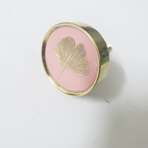 Unique Peach Resin Cabinet <b>Knobs</b> with Exquisite Brass Leaf Inlay Stunning Hardware for Drawers Dresser and Side Tables Customize - Product Image 1