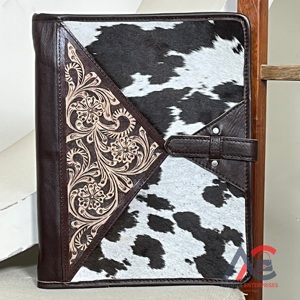 Nouvelle arrivée : Porte-documents en cuir de vachette fait main avec motif floral, étui à documents de qualité supérieure, couverture de classeur professionnel - Product Image 1