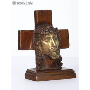Ídolo de Jesús de latón hecho a mano de 4 pulgadas en Santa Cruz pequeña escultura para el hogar y regalos hecho en La India - Product Image 2