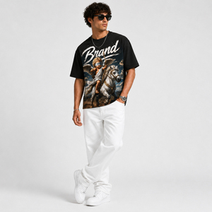 Camiseta de manga corta para hombre con estampado de Cupido montando a caballo, cuello redondo, estilo casual, corte regular - Product Image 6