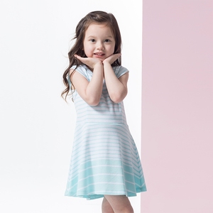 Robes d'enfants rayées noires/bleues sans manches d'OEM d'ODM pour des filles - Product Image 2