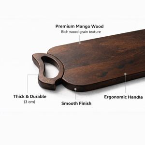 Planche à découper en bois de manguier avec poignée, robuste, pour couper et servir, sans danger pour les aliments, 42 x 19,5 x 3 cm - Product Image 3