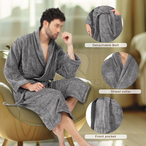 Bata de Baño de Algodón para Hombre, Ligera, de Alta Calidad, Suave y Transpirable, de Manga Larga, para el Hogar, Hotel, Spa, Resort, Viajes, Uso Matutino - Product Image 4