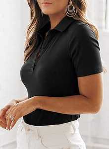 Polo de Alta Calidad Personalizado para Mujer, Corte Ajustado, 100% Algodón, Cuello en V, Buen Precio, con Decoración de Logotipo Impreso en Capas - Product Image 2