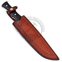Handgesmeed Damascus staal 15 inch jacht- en kampeermes met zwart Micarta handvat, full tang, survivalmes, extra scherp en duurzaam