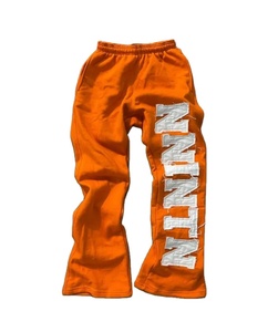 Pantalon de survêtement vintage évasé pour hommes en détresse lavage à l'acide jambe large coton éponge français confortable Street Wear avec tissu de laine - Product Image 1