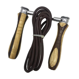 Nouvelle Corde à sauter légère en cuir de vachette avec poignées en bois pour entraînement sportif rapide, 1 kg, unisexe, modèle Geo, vente en gros directe usine - Product Image 1