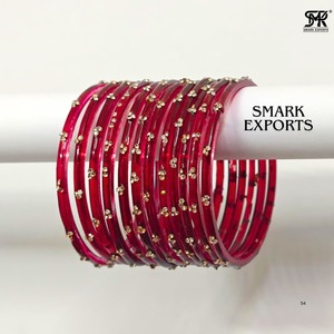 Luxury Kashmiri Glass <b>Bangles</b> Set 12-Piece Indian Traditional Ethnic Bridal Wedding Jewelry for Women - Product Image 1