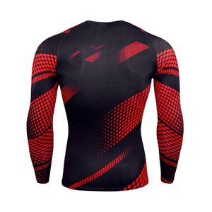 Maillot de compression sublimé rouge et noir à manches longues pour la performance athlétique, en tissu sport respirant et extensible - Product Image 2