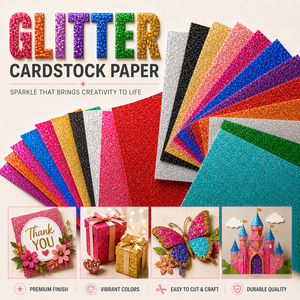 A4 Glitter Film Cardstock 250gsm <b>Paper</b> for Cardmaking Scrapbooking Journals Invitations Gifts DIY Craft Decoration - Product Image 1