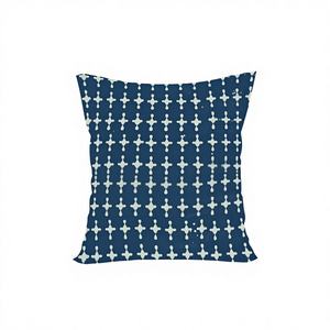 Indigo Blue Hand-Black Printed Custom Size 16\" 18\" 20\" 22\" 26\" Decorative <b>Throw</b> Pillow Cover Square Leaves <b>for</b> Sofa - Product Image 1