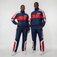 Conjunto Cortavientos Unisex con Cremallera Completa, Chaqueta Ligera Impermeable y Transpirable, Pantalones Jogger Ajustados con Franja Lateral, Estampado Primaveral
