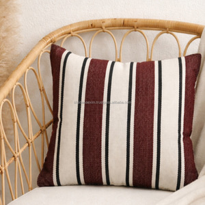 Warm Toned Woven Cushion <b>Cover</b> Decorative Striped Lightweight Washable Pillow <b>Cover</b> ON Cheap Price Woven Pillowcase - Product Image 3