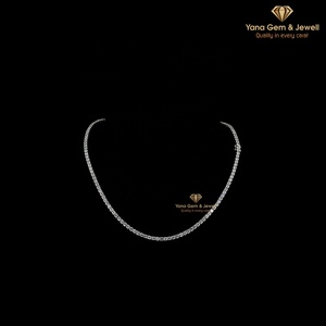 Collier chaîne tennis de créateur en or blanc massif 14 carats, 25 TCW, diamants CVD cultivés en laboratoire, couleur D-E-F, clarté VVS-VS, taille ronde, pour soirée - Product Image 1