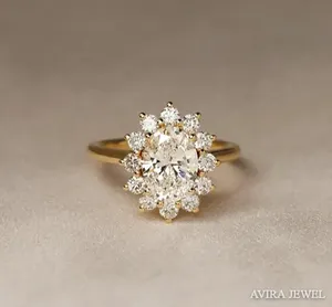 Anillo de Compromiso de Moissanita Avira Jewels de 1ct, Anillo de Novia para Mujer, Oro Sólido de 10k, 14k, 18k, Sin Níquel, Sin Plomo, Clásico para Boda - Product Image 1