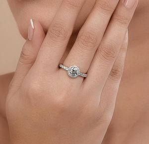 Anillo de Compromiso y Boda de Lujo para Mujer, Chapado en Plata Vintage, Plata de Ley 925, Diamante Cultivado en Laboratorio con Corte Brillante, Certificado IGI - Product Image 5