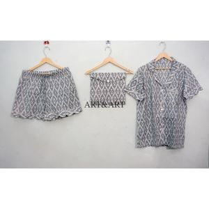 Conjuntos de Pijamas Cortos de Verano Elegantes y Cómodos para Mujeres y Adolescentes, Transpirables, de Algodón, Corte Holgado, Diseños y Logotipos Personalizables - Product Image 4