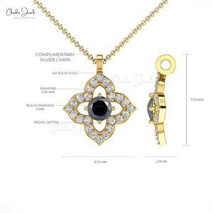 Collier pendentif personnalisé en diamant noir rond de 3 mm de qualité supérieure en or fin 14 carats, collier de mariage en grappe de diamants, lot en gros - Product Image 4