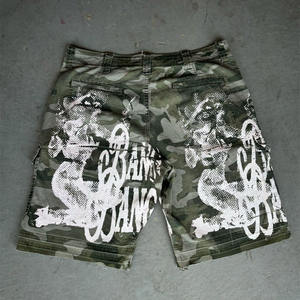 Shorts cargo en jean délavé pour homme OEM, qualité supérieure, denim camouflage, impression numérique personnalisée, streetwear pour l'été - Product Image 2