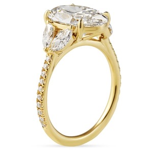 3.54 Carat Oval Angled Marquise Lab Diamond Five Stone Yellow <b>Gold</b> Rhodium Plated Engagement & Anniversary Luxury <b>Cocktail</b> <b>Ring</b> - Product Image 4