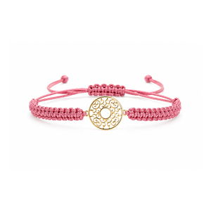 Pulsera de Macramé Azul Marino Chapada en Oro de 14K con Rodio, Dije de Filigrana, Diseño Intrincado Calado, Cordón Trenzado Ajustable, Unisex - Product Image 3