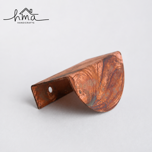 Antique <b>Copper</b> Edge Pull Handle Cabinet Drawer <b>Knob</b> Rustic Curved Cupboard Hardware Kitchen Furniture Vintage Decorative Fitting - Product Image 1
