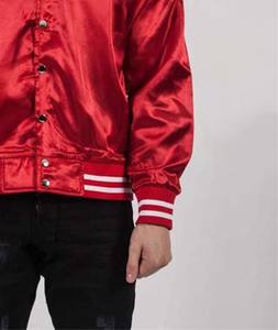 Veste de baseball en satin de haute qualité pour homme, style universitaire, col montant, couleur unie, coupe fine – Grande Vente - Product Image 4