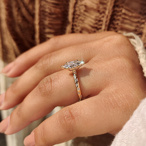 แหวนทองประดับเพชรทรงมาร์คีส์แบบฝังเต็มวง ดีไซน์หรูหรา 6 กรงเล็บ สำหรับเจ้าสาว ผลิตจากเพชรเลี้ยงในห้องปฏิบัติการ จำหน่ายส่ง - Product Image 2