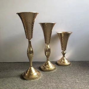 Golden Hammered Brass Tabletop <b>Vase</b> <b>Set</b> Bohemian Handmade Wedding Decoration - Product Image 3