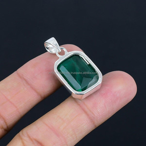 จี้เงินแท้925จี้อัญมณีแท้จี้ทำด้วยมือของขวัญสำหรับเจ้าสาวเครื่องประดับมรกตที่สวยงาม - Product Image 1