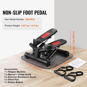 เครื่องออกกำลังกายแบบสเต็ปเปอร์ไฮดรอลิกขนาดเล็ก พร้อมสายรัดต้านทาน สำหรับออกกำลังกายทั้งร่างกาย ใช้ในบ้าน - Product Image 5