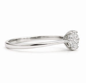 Bague de fiançailles de luxe en or blanc 10K 14K avec diamant de laboratoire taille ronde, design floral, sertissage illusion - Product Image 3