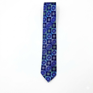 Corbata de Seda Premium con Diseño Floral Geométrico Azul para Hombre, Corbata de Diseñador de Lujo |   Ropa Formal para Bodas y Negocios |   Estilos de Exportación India 2026 - Product Image 1