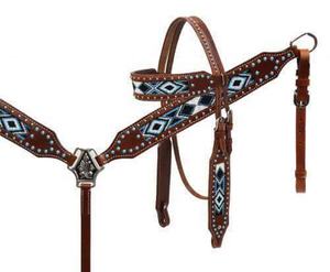 Headstall personnalisé en cuir occidental perle décor en acier inoxydable matériel sculpture conception indien vendeur fourni cheval accessoires - Product Image 4