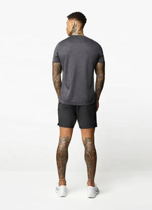 Camiseta de Manga Corta para Hombre, Cuello Redondo, Color Gris Oscuro, Tejido de Poliéster de Secado Rápido, Estilo Casual de Verano - Product Image 2