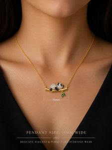Collar con colgante de bambú Panda, cadena de eslabones chapada en oro y plata, joyería de animales para mujer, regalo minimalista y delicado para fiesta y boda - Product Image 3