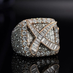 RB Gems Custom Logo Iced VVS Diamond Hip Hop Wedding Ring 925 Sterling Silver 18K Rose Gold for Certified Party Anniversary - Product Image 3