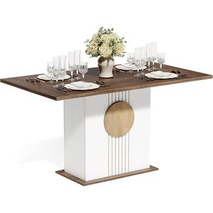 Set Tavolo da Pranzo Rettangolare Moderno per 6 Persone, Arredamento Cucina in Legno con Base Robusta, Design Moderno ed Elegante - Product Image 5