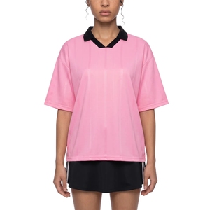 Camiseta de Rugby para Mujer, Color Rosa y Negro, Cuello Alto, Estilo Deportivo Holgado, Personalizable al por Mayor - Product Image 5