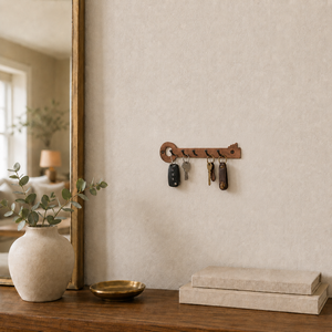 Porte-clés mural en bois marron pour entrée, organisateur de clés pour la maison et le bureau - Product Image 6