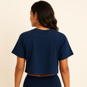 Camiseta Corta Informal de Alta Calidad para Mujer, de Algodón, Lisa, Teñida, de Manga Corta, Transpirable, Ligera, de Secado Rápido, para Verano - Product Image 3