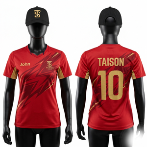 เสื้อฟุตบอลโพลีเอสเตอร์พรีเมียม 180 GSM สีดำทอง ลายเรขาคณิต  แบบซับลิเมชั่น  พร้อมสกรีนโลโก้ตามสั่ง - Product Image 4